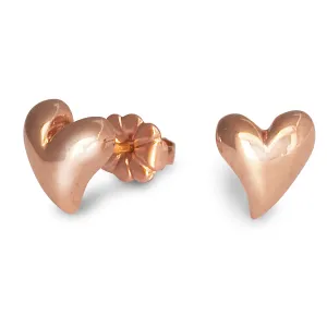 Simply Heart Solid Rose Gold Stud Earrings