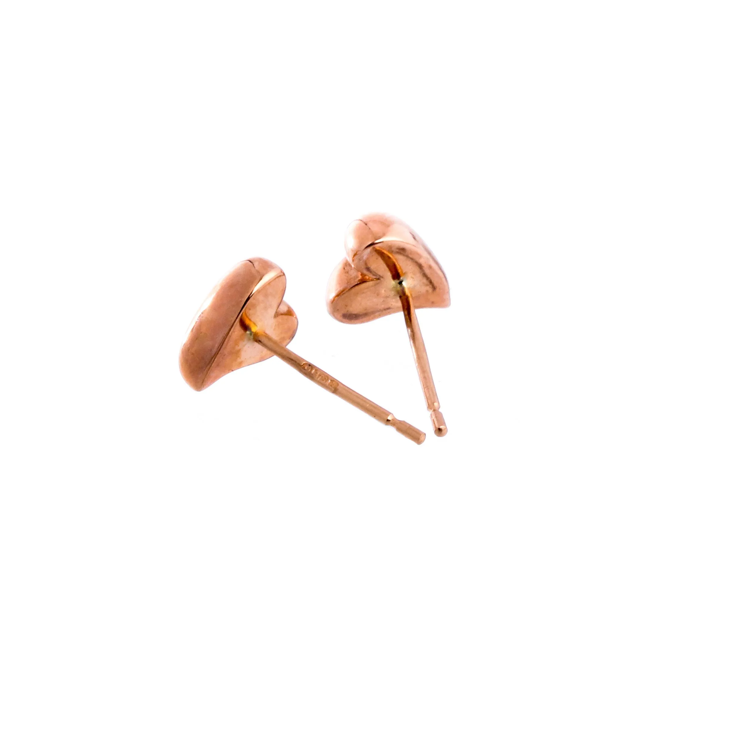 Simply Heart Solid Rose Gold Stud Earrings