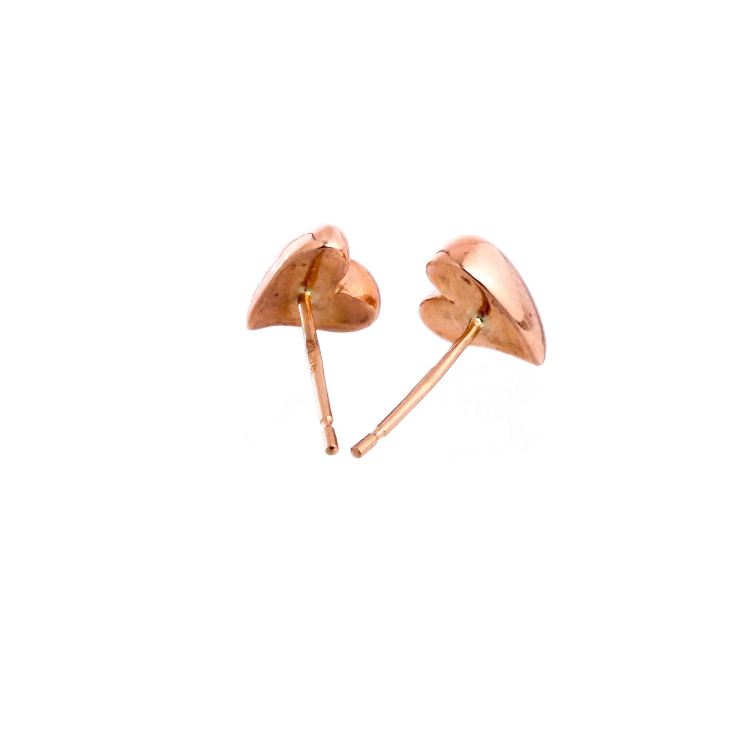 Simply Heart Solid Rose Gold Stud Earrings