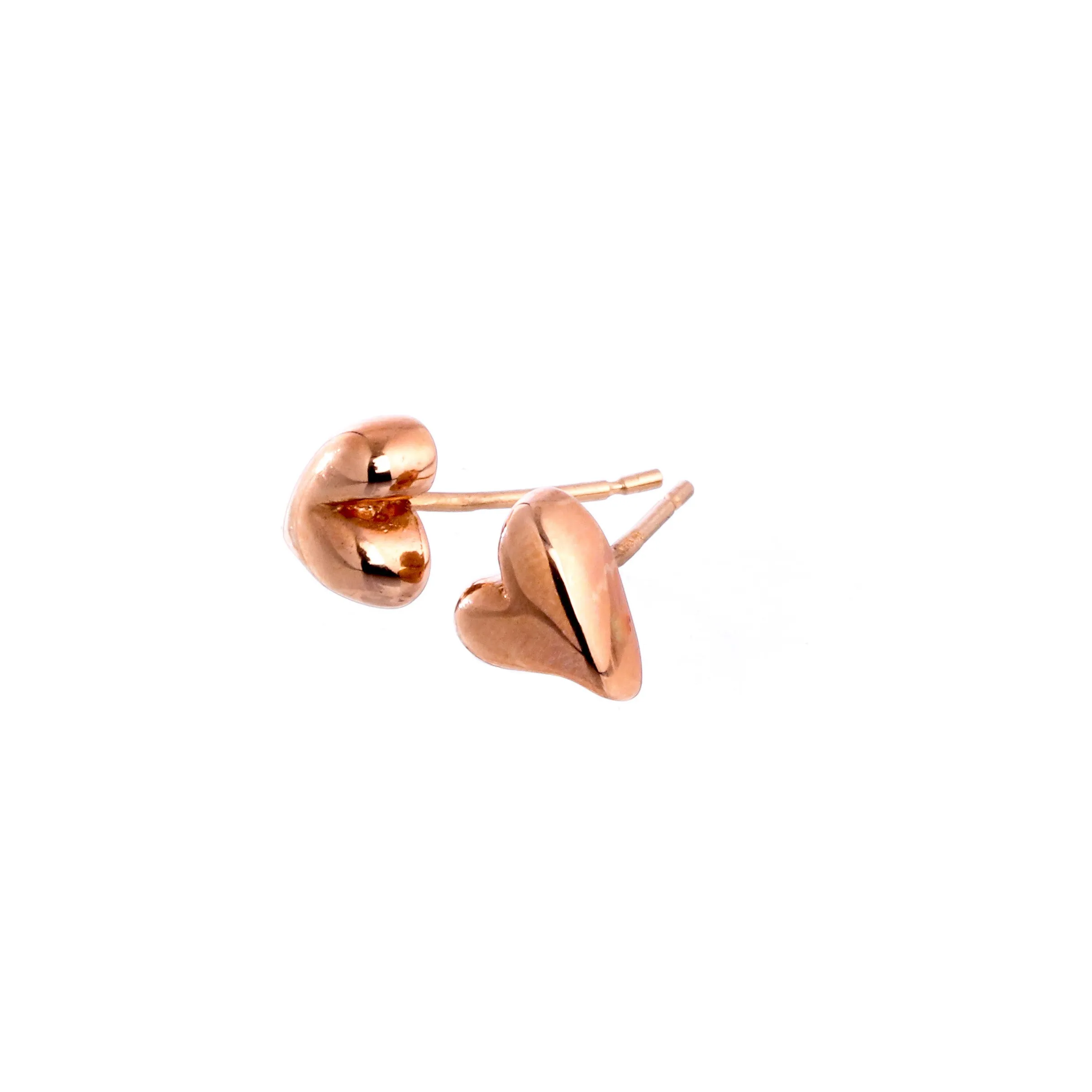 Simply Heart Solid Rose Gold Stud Earrings