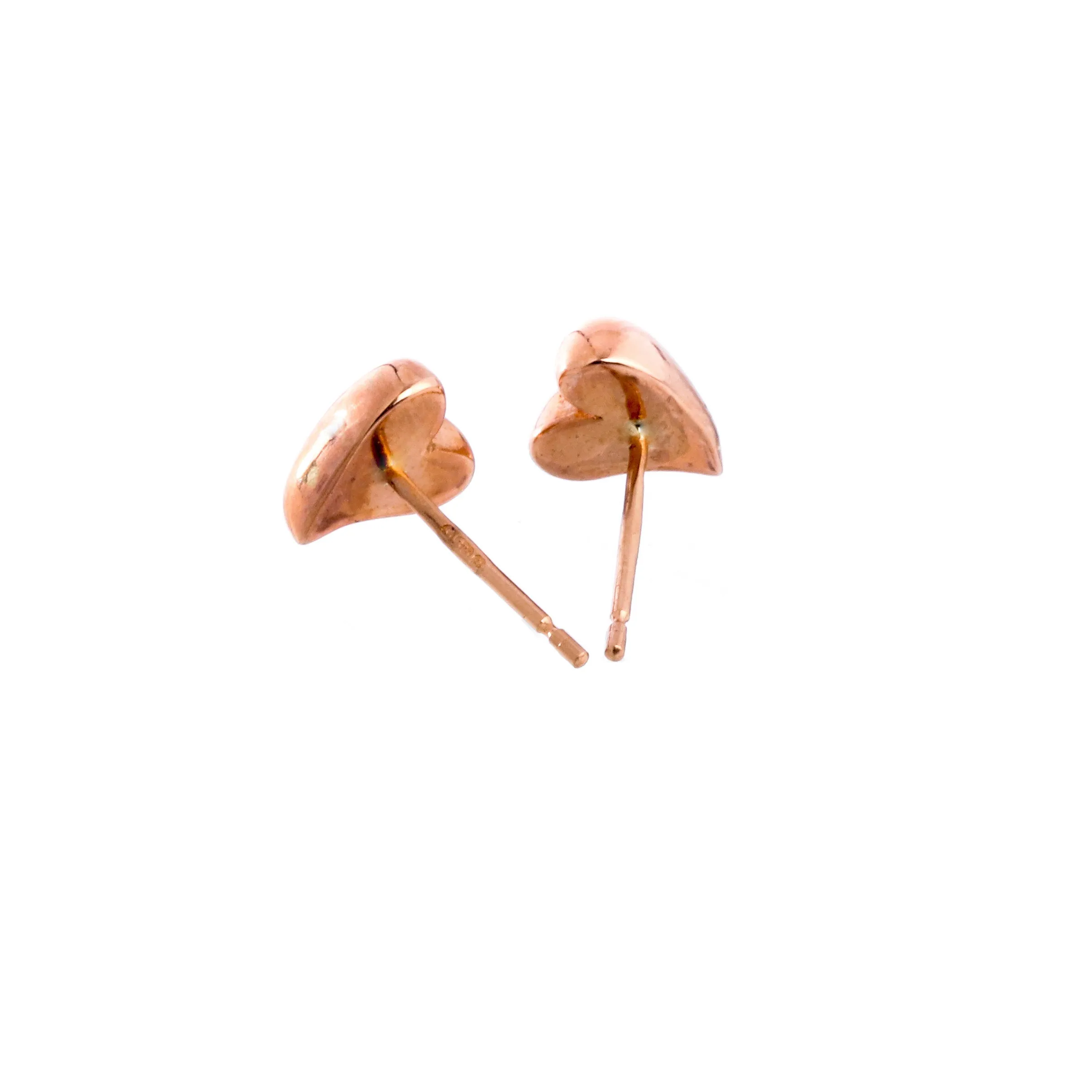 Simply Heart Solid Rose Gold Stud Earrings