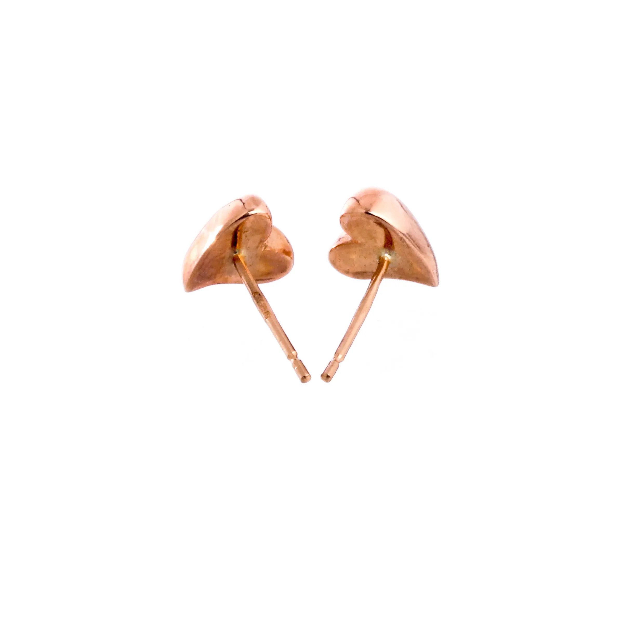 Simply Heart Solid Rose Gold Stud Earrings