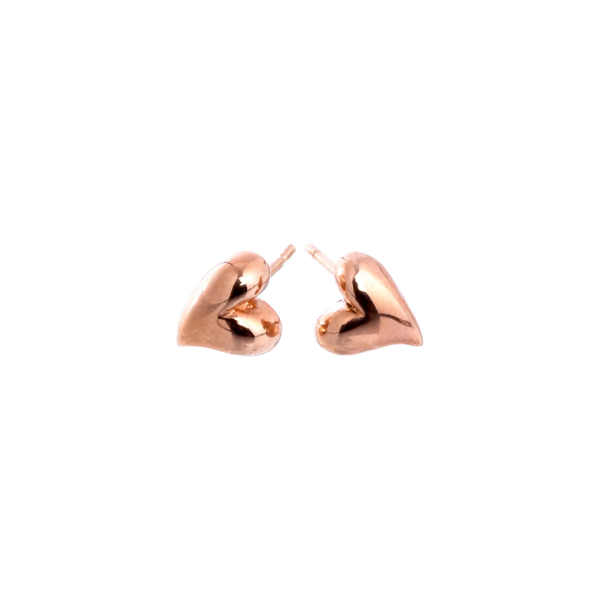 Simply Heart Solid Rose Gold Stud Earrings