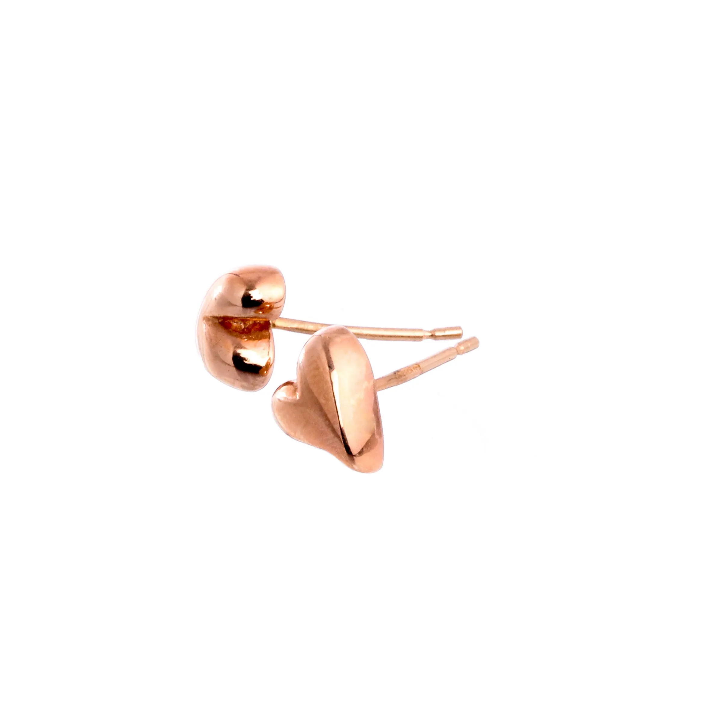 Simply Heart Solid Rose Gold Stud Earrings