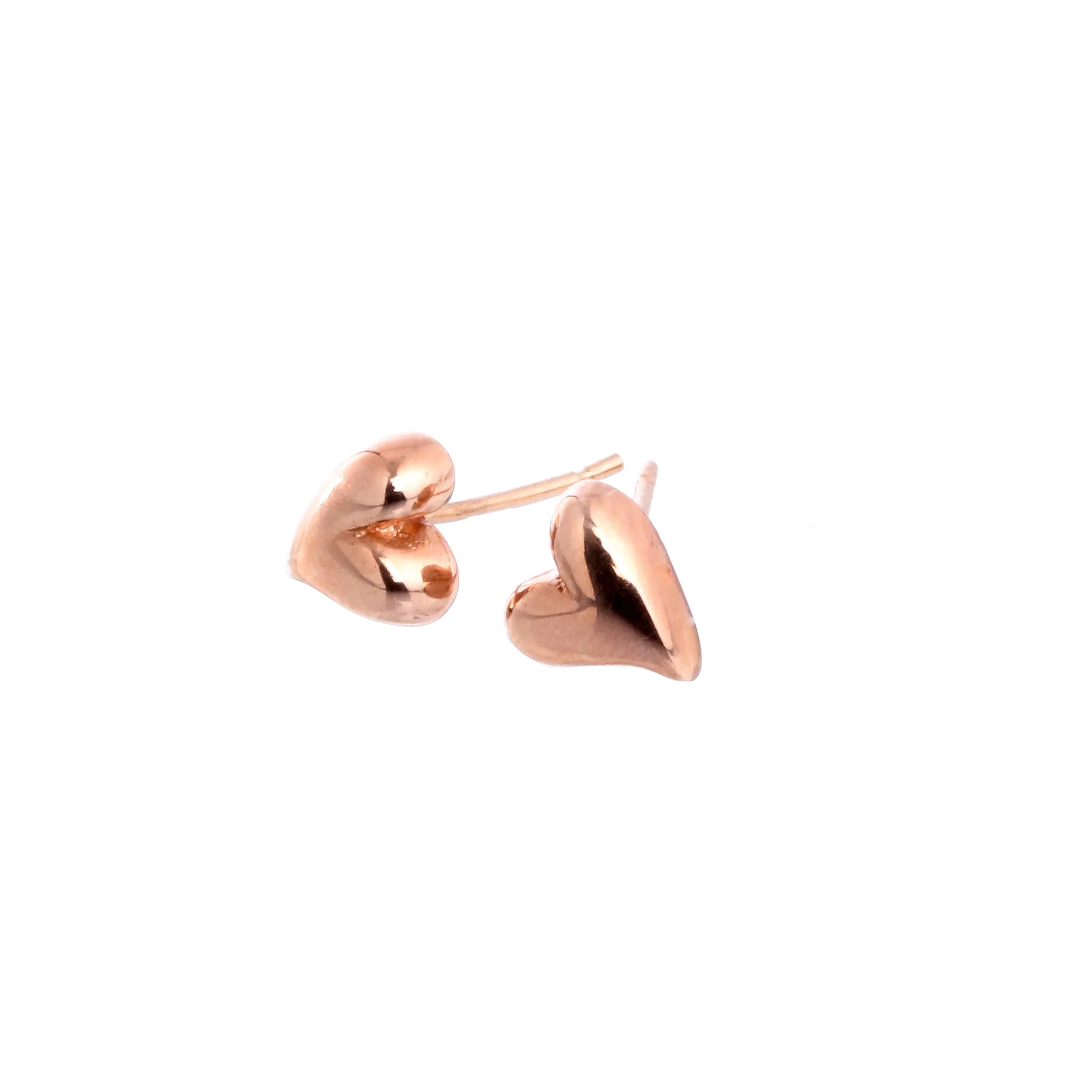 Simply Heart Solid Rose Gold Stud Earrings