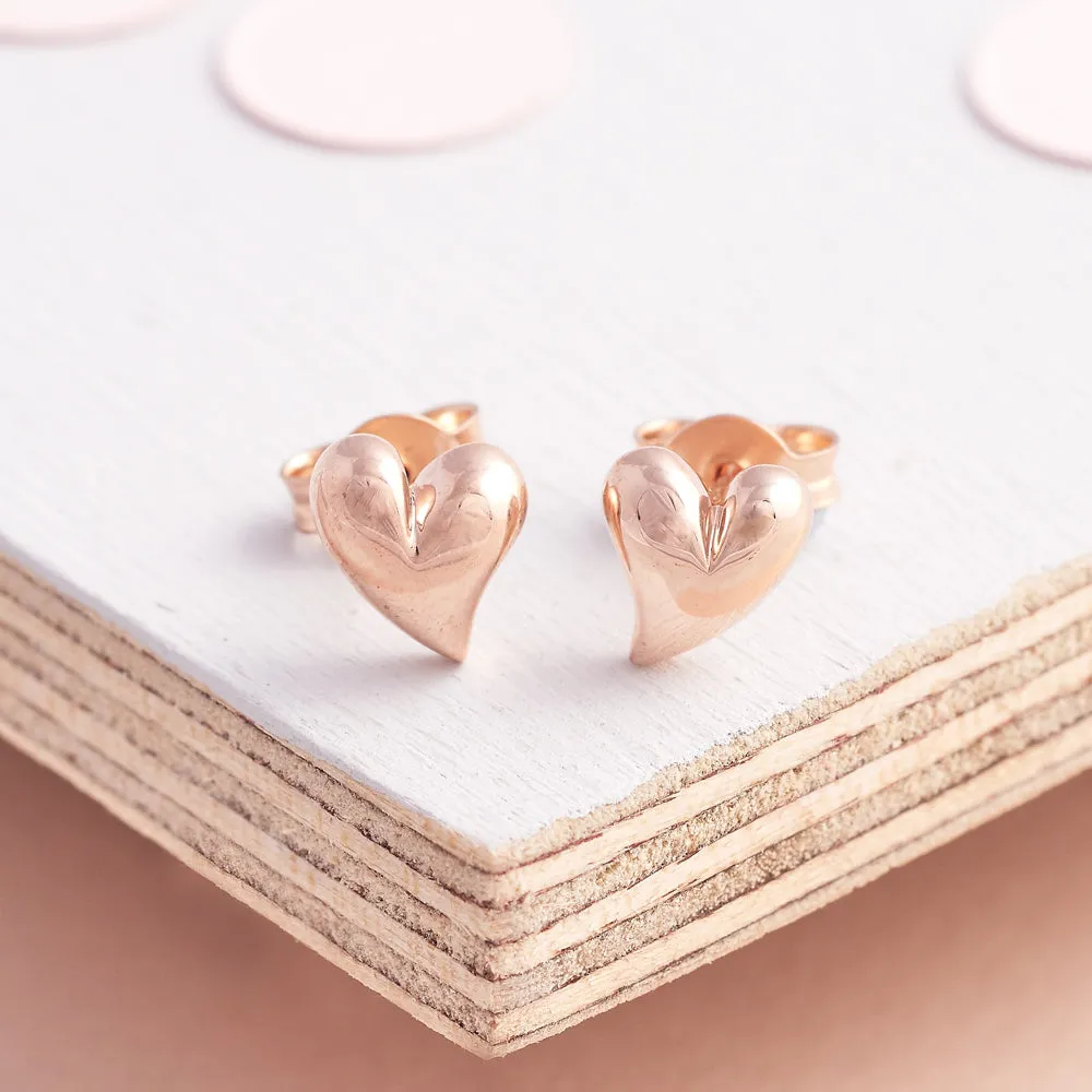 Simply Heart Solid Rose Gold Stud Earrings