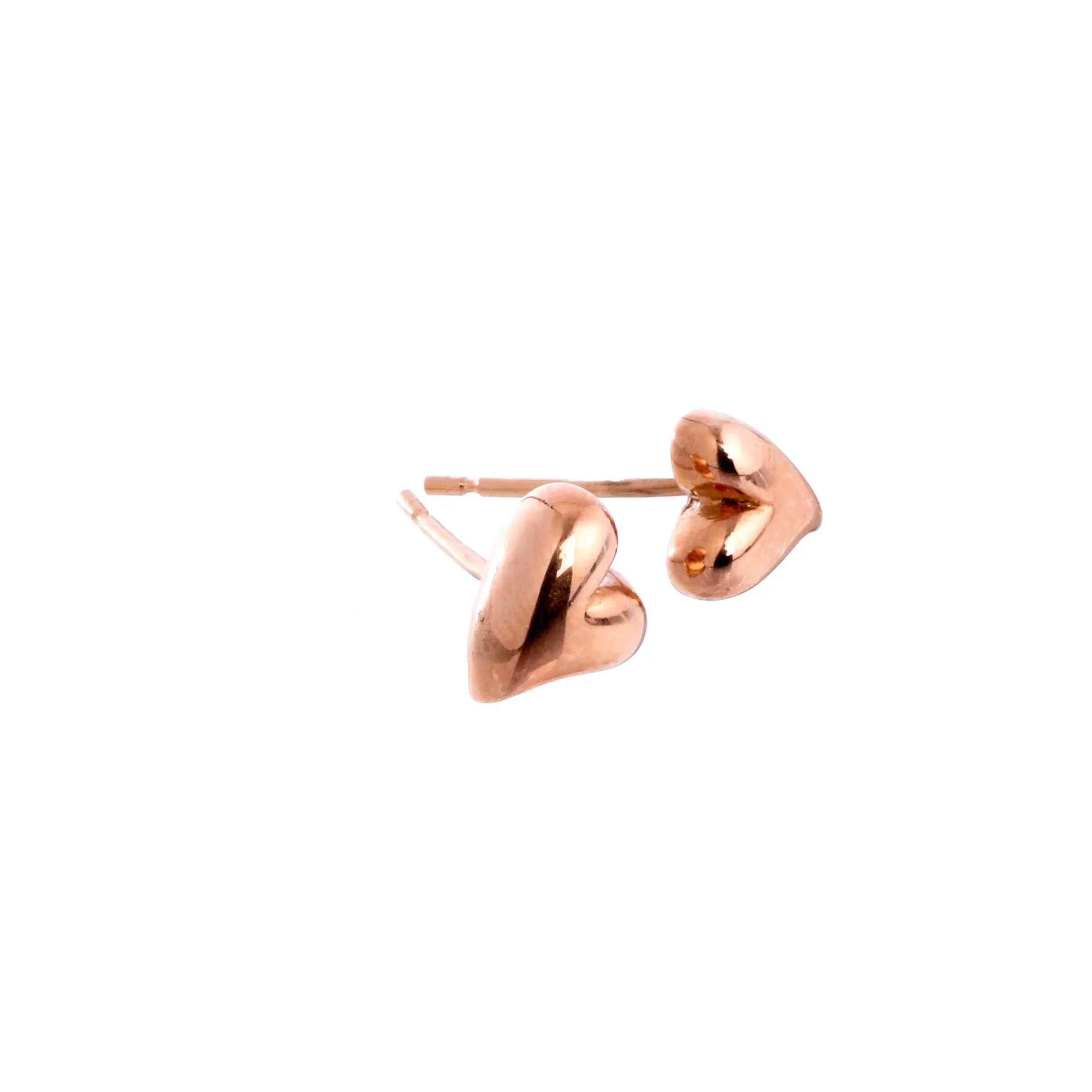 Simply Heart Solid Rose Gold Stud Earrings