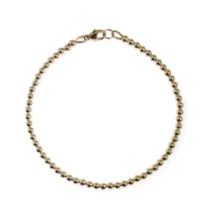 Solid 14k Gold Beaded Bracelet - Luxury Elegance