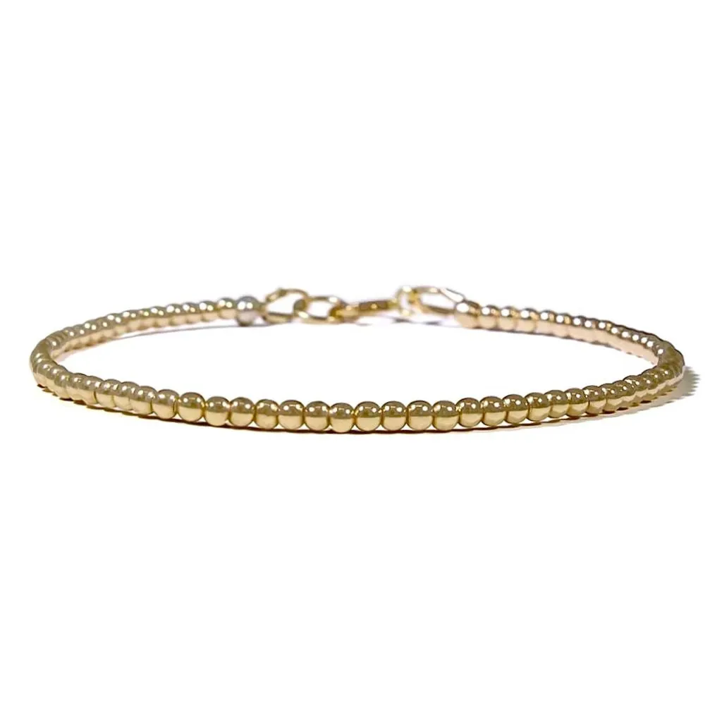 Solid 14k Gold Beaded Bracelet - Luxury Elegance