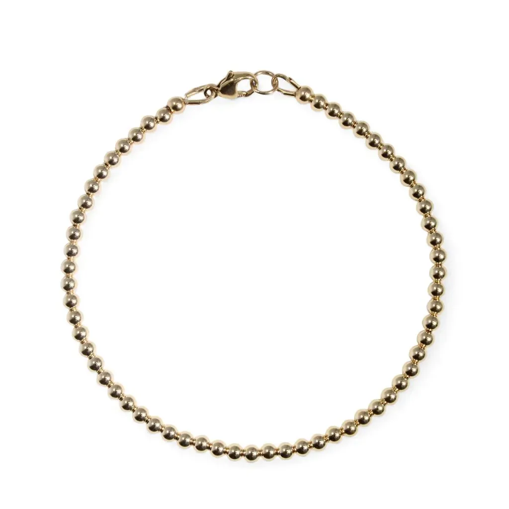 Solid 14k Gold Beaded Bracelet - Luxury Elegance