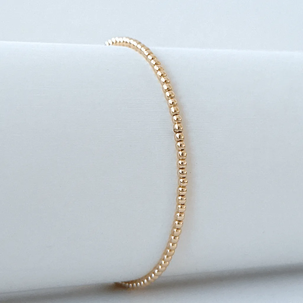 Solid 14k Gold Beaded Bracelet - Luxury Elegance