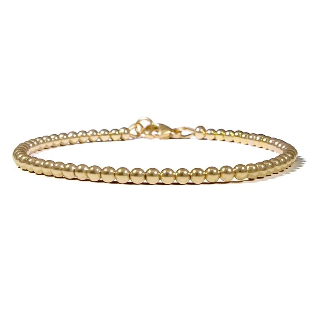 Solid 14k Gold Beaded Bracelet - Luxury Elegance