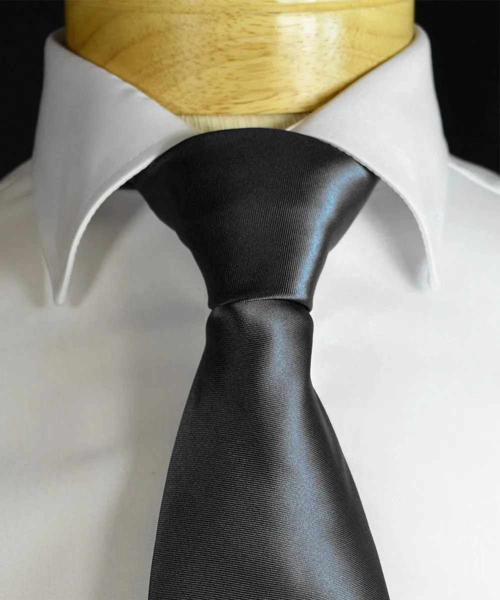 Solid Black Necktie and Pocket Square