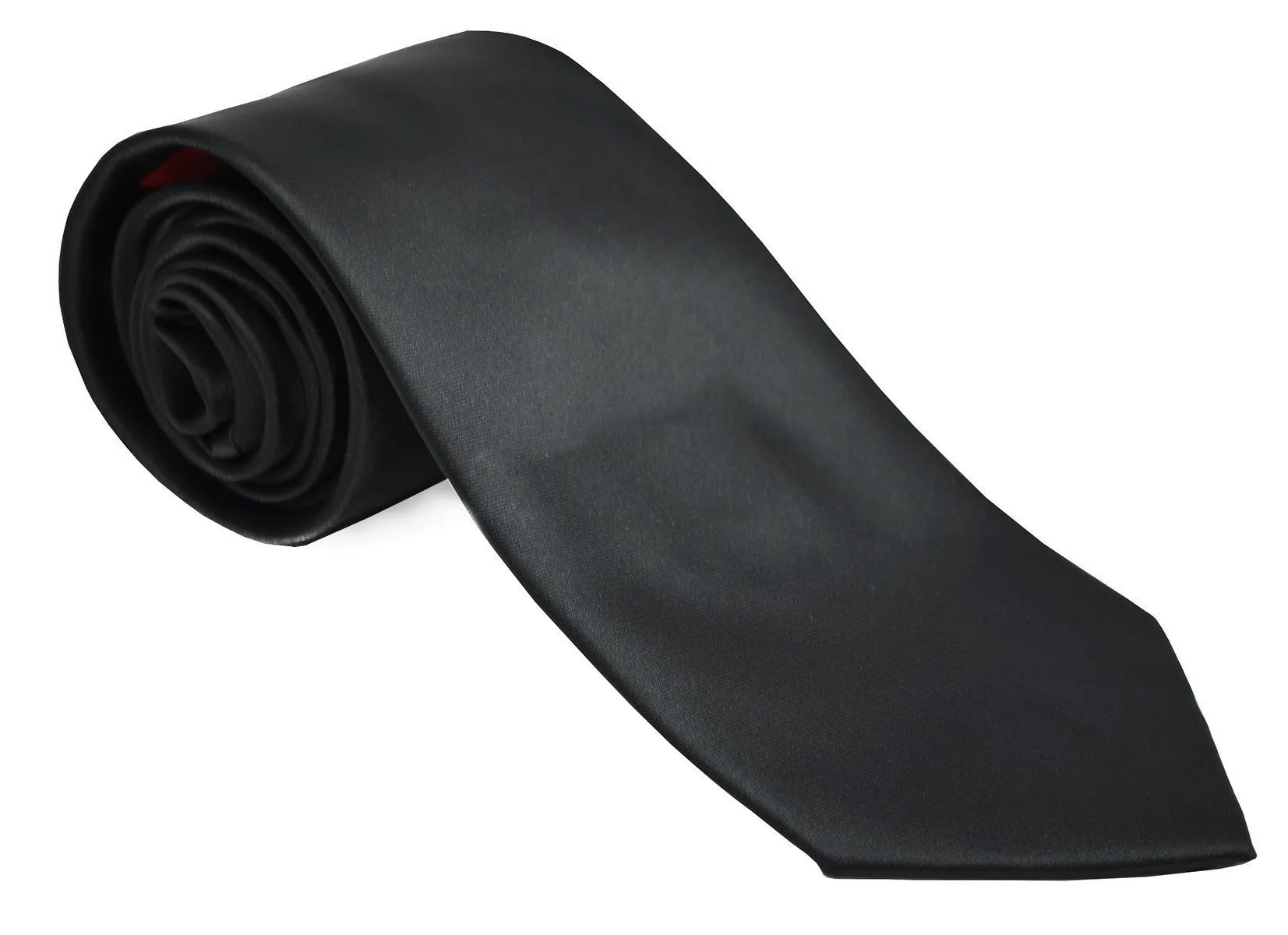 Solid Black Necktie and Pocket Square