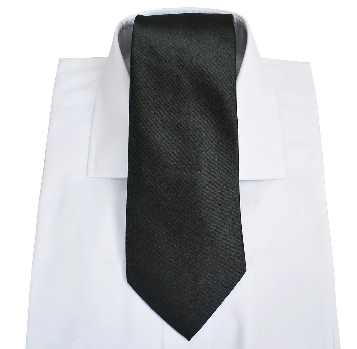 Solid Black Necktie and Pocket Square