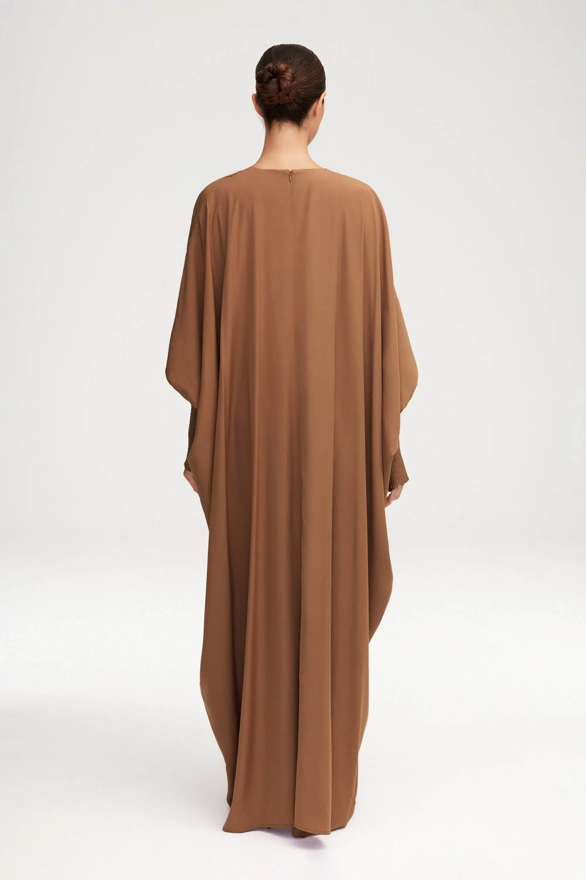 Suha Smocked Sleeve Kaftan - Dark Chai