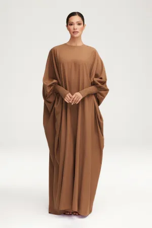 Suha Smocked Sleeve Kaftan - Dark Chai