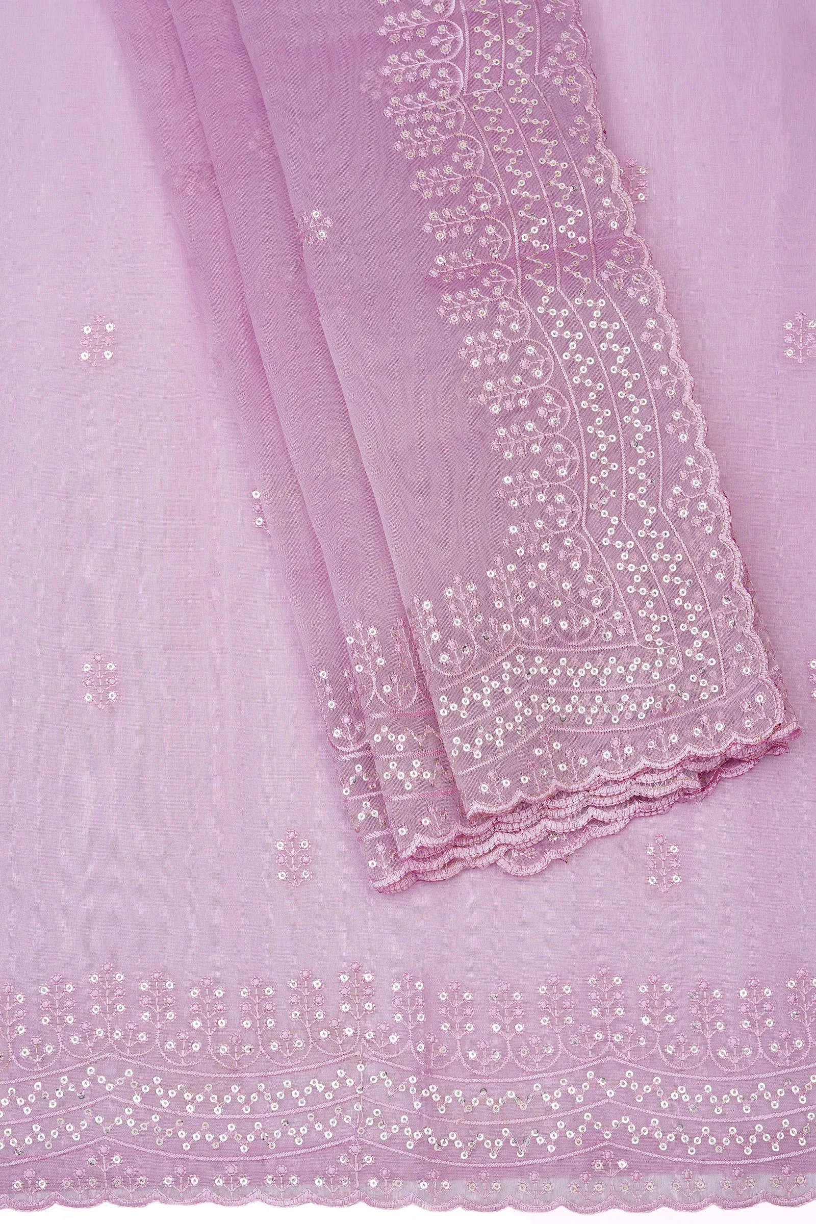 Teejh Eeshta Onion Pink Sequin Embroidery Organza Saree