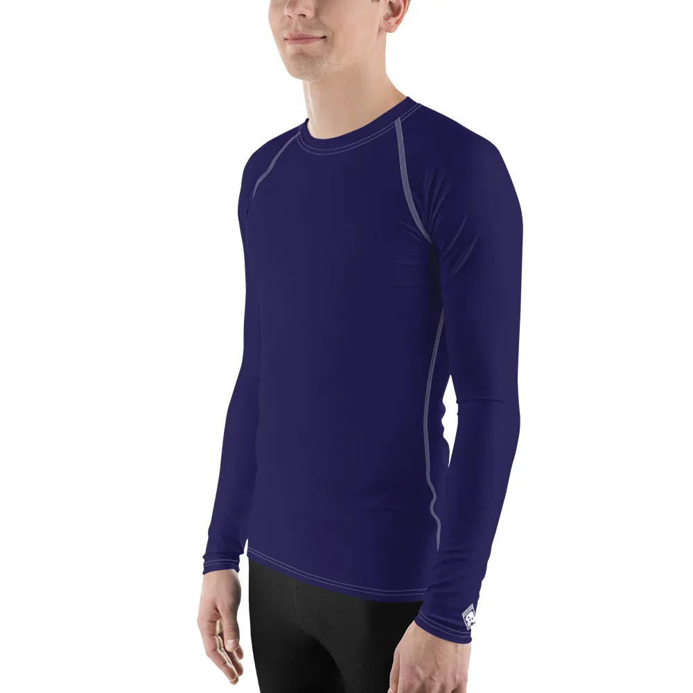 Timeless Comfort: Solid Color Rash Guard for Men - Midnight Blue