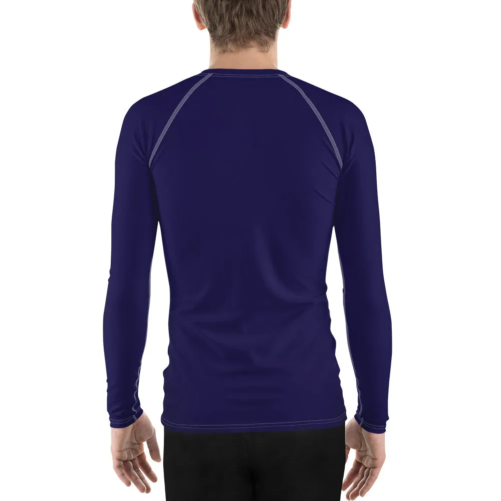 Timeless Comfort: Solid Color Rash Guard for Men - Midnight Blue