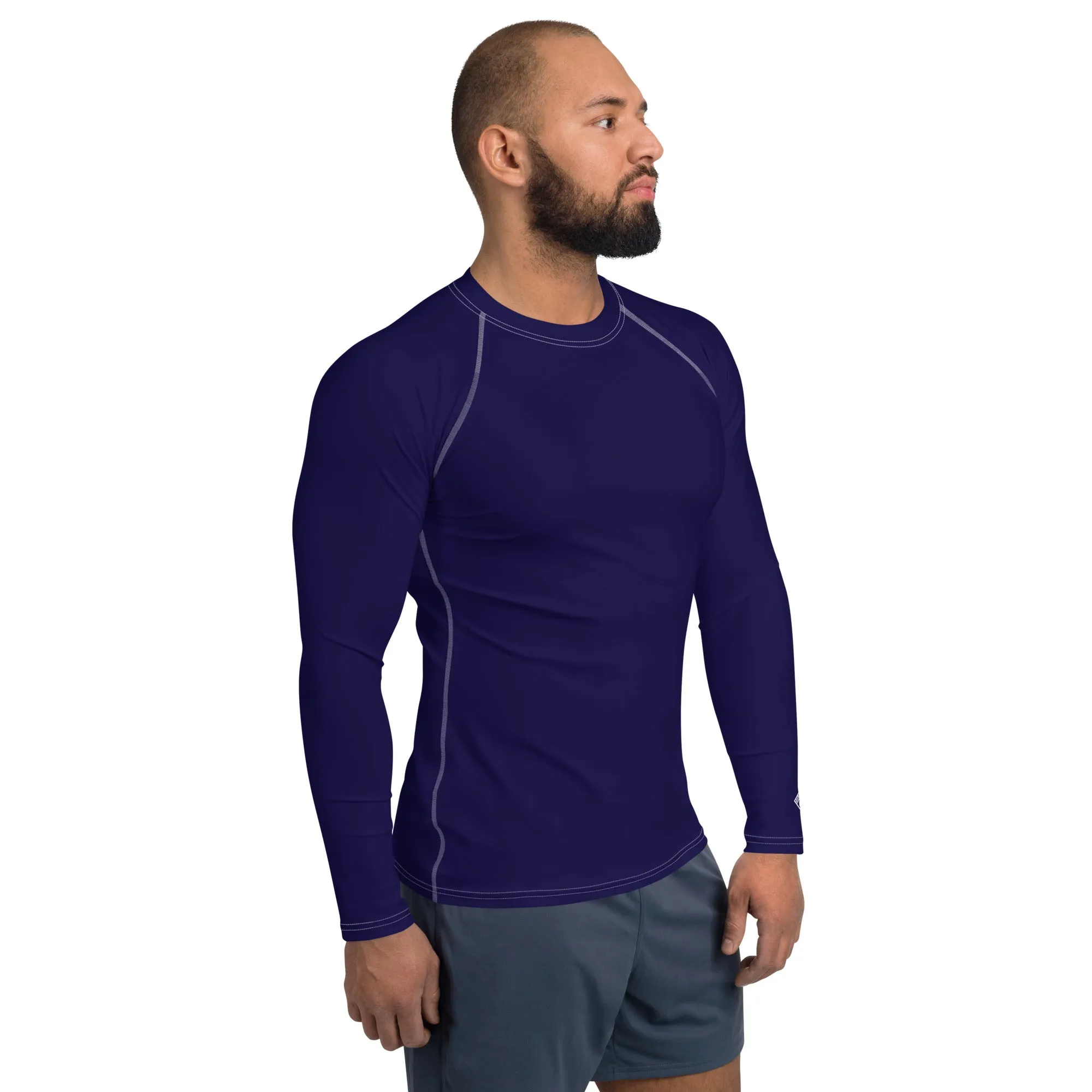 Timeless Comfort: Solid Color Rash Guard for Men - Midnight Blue