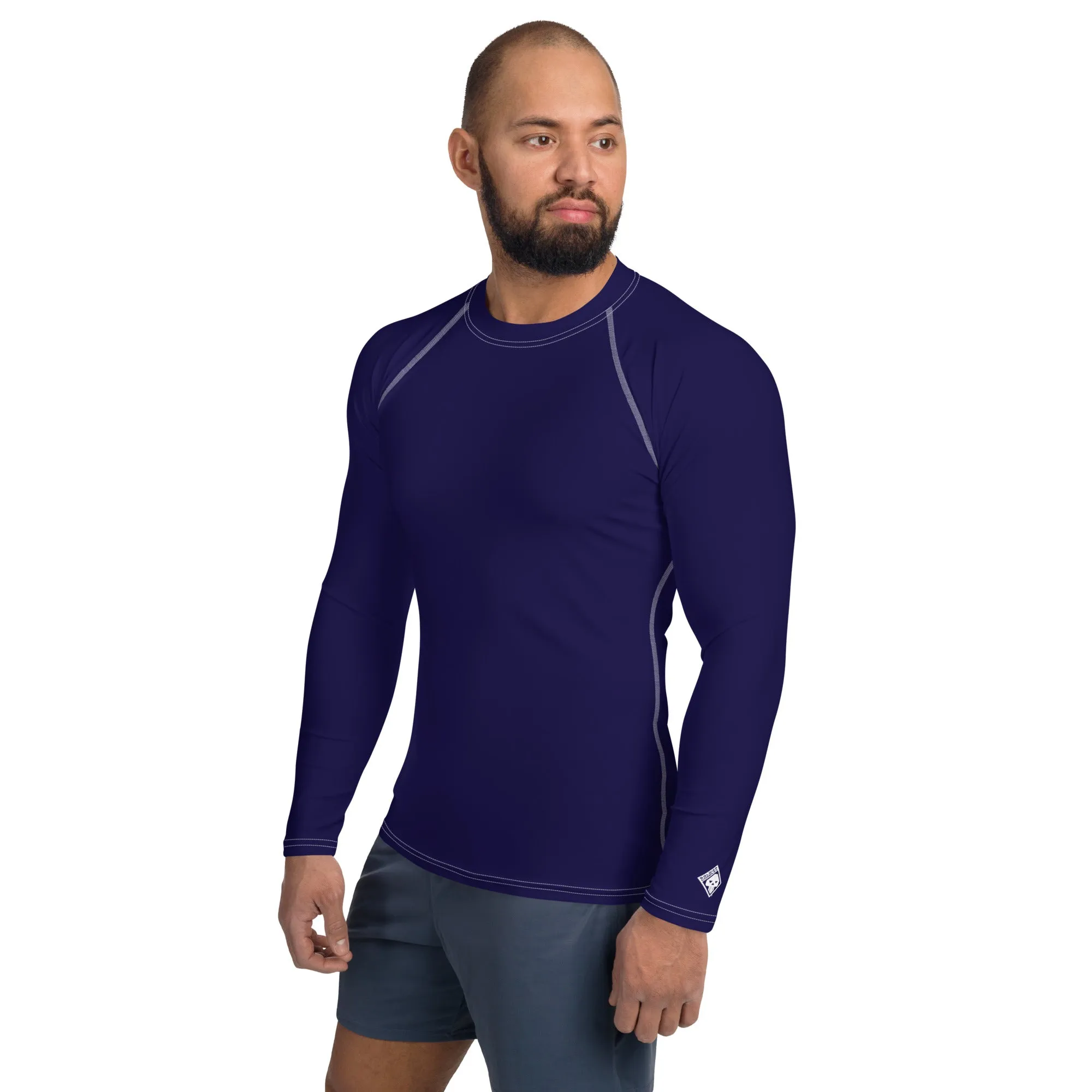 Timeless Comfort: Solid Color Rash Guard for Men - Midnight Blue