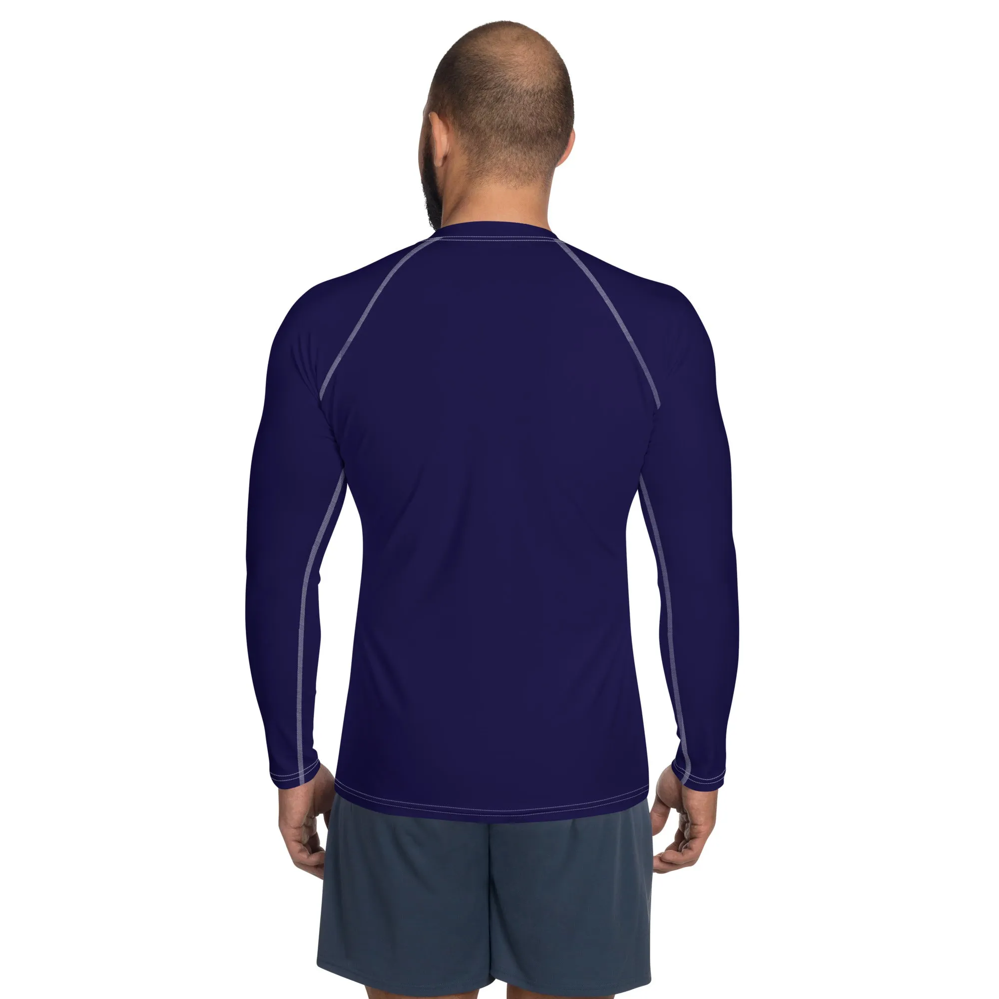 Timeless Comfort: Solid Color Rash Guard for Men - Midnight Blue