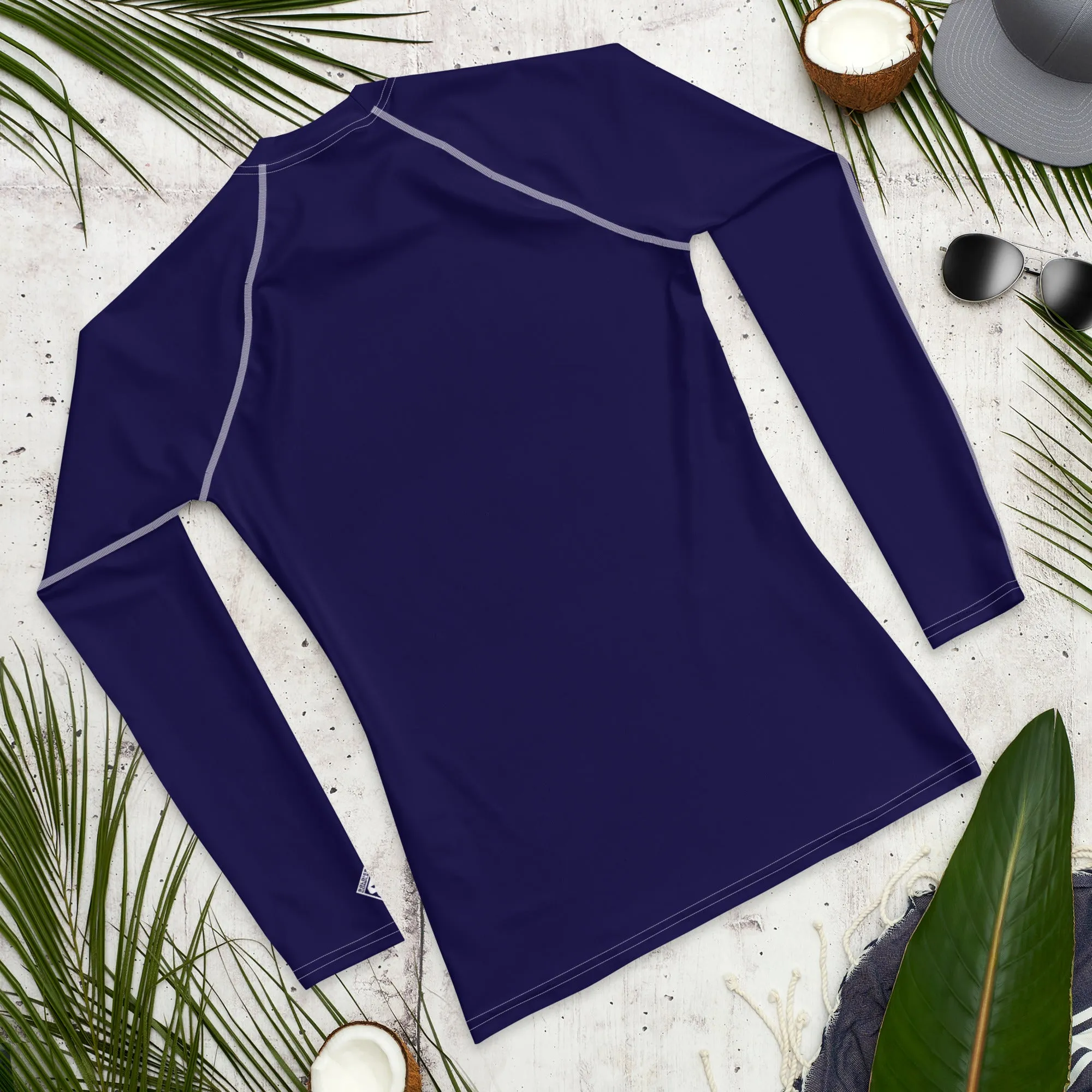 Timeless Comfort: Solid Color Rash Guard for Men - Midnight Blue