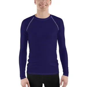 Timeless Comfort: Solid Color Rash Guard for Men - Midnight Blue