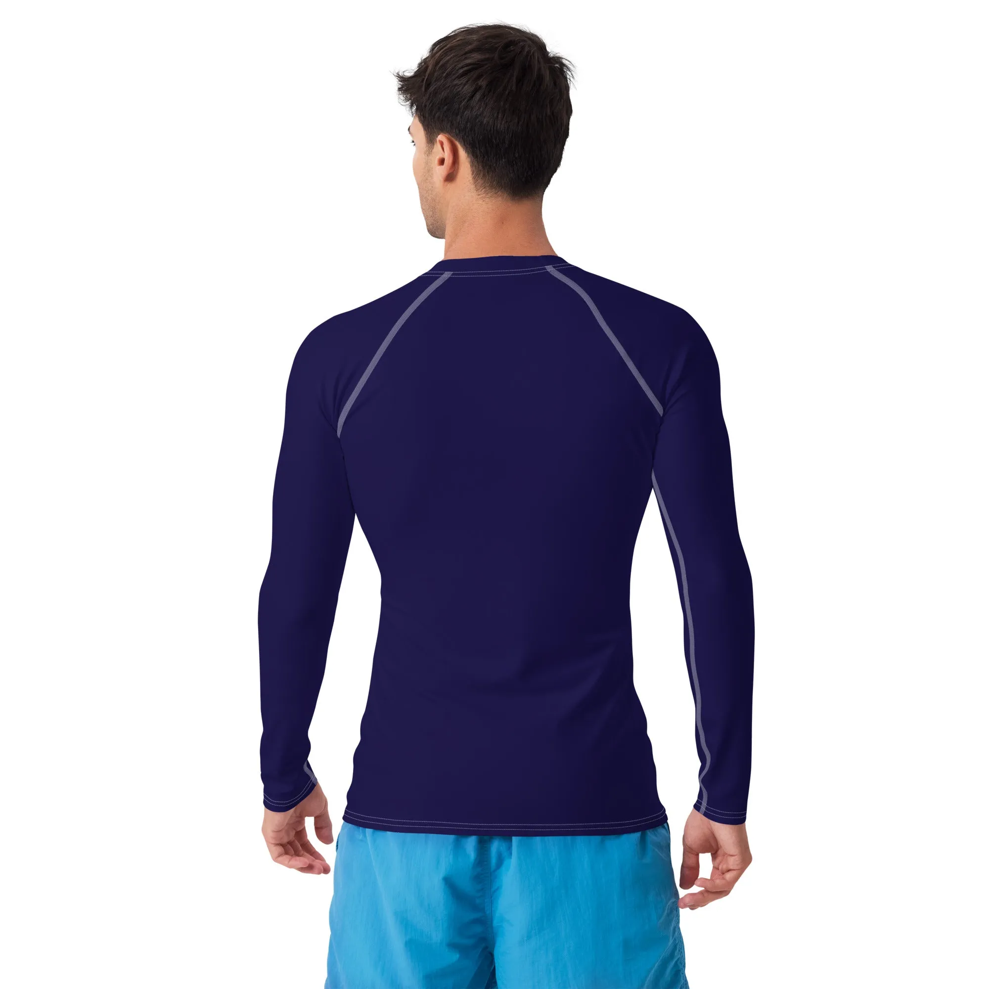 Timeless Comfort: Solid Color Rash Guard for Men - Midnight Blue