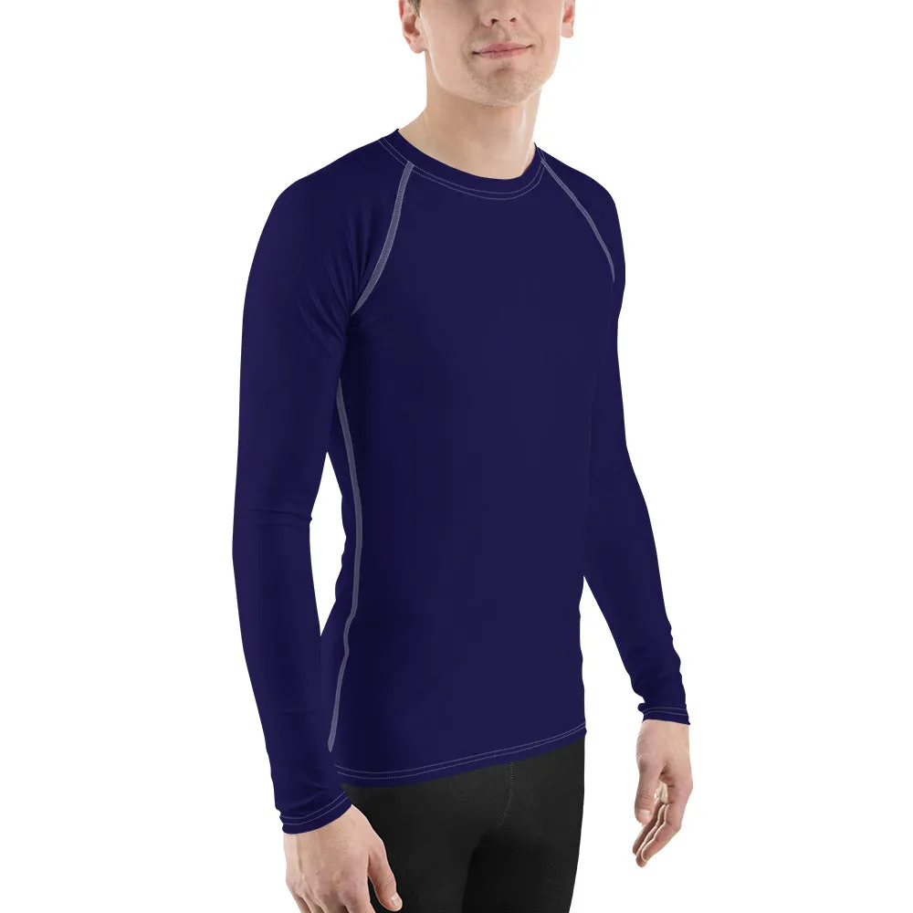 Timeless Comfort: Solid Color Rash Guard for Men - Midnight Blue