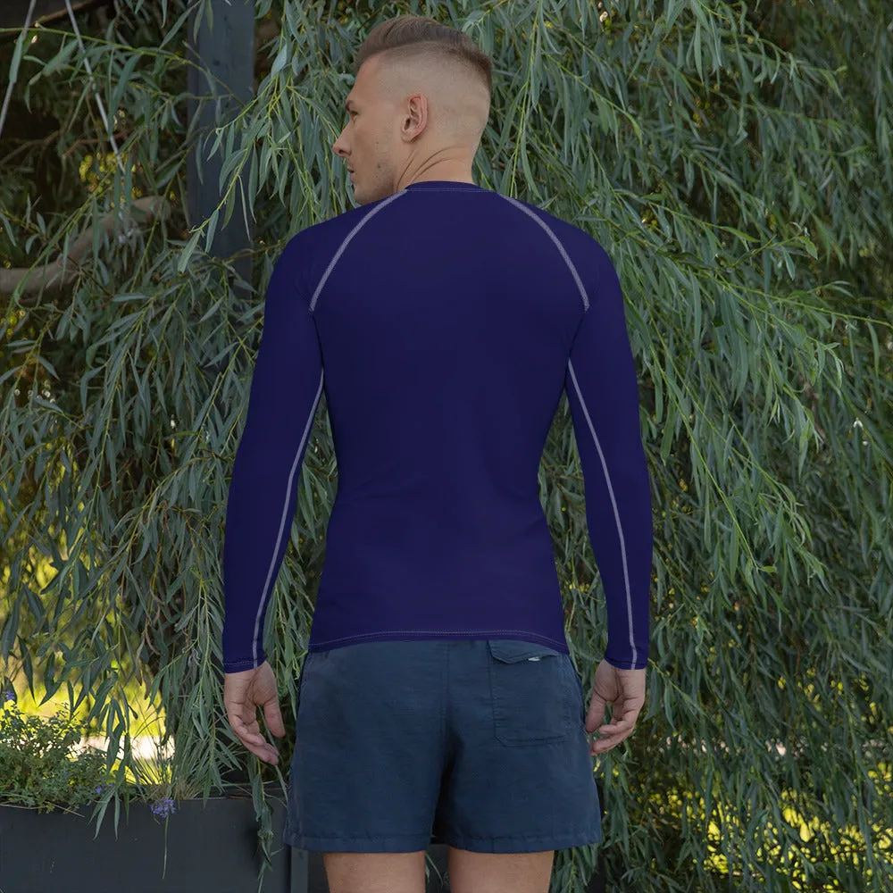 Timeless Comfort: Solid Color Rash Guard for Men - Midnight Blue