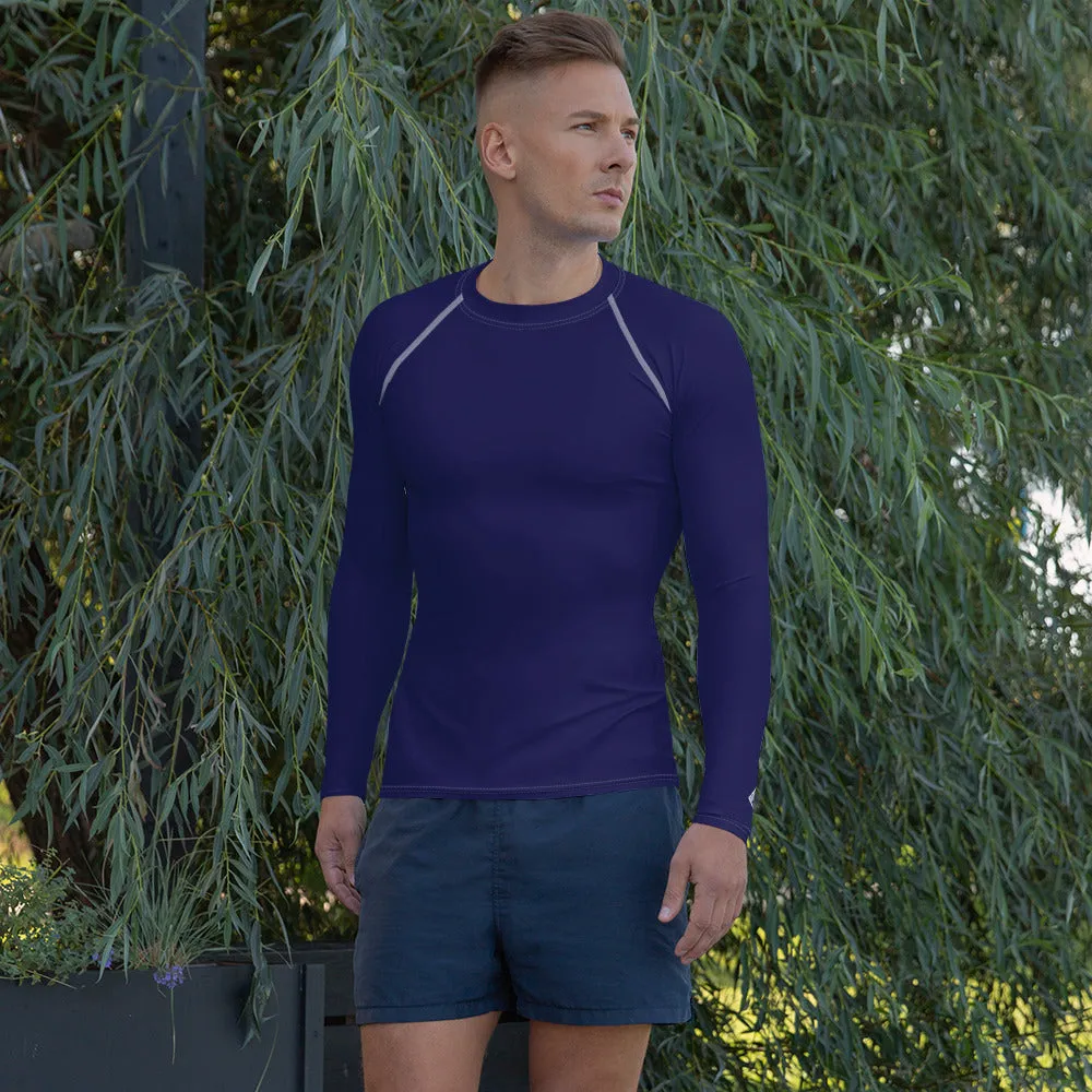 Timeless Comfort: Solid Color Rash Guard for Men - Midnight Blue