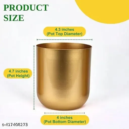 Timeless Golden Decorative Metal Pot ( Set of 2)