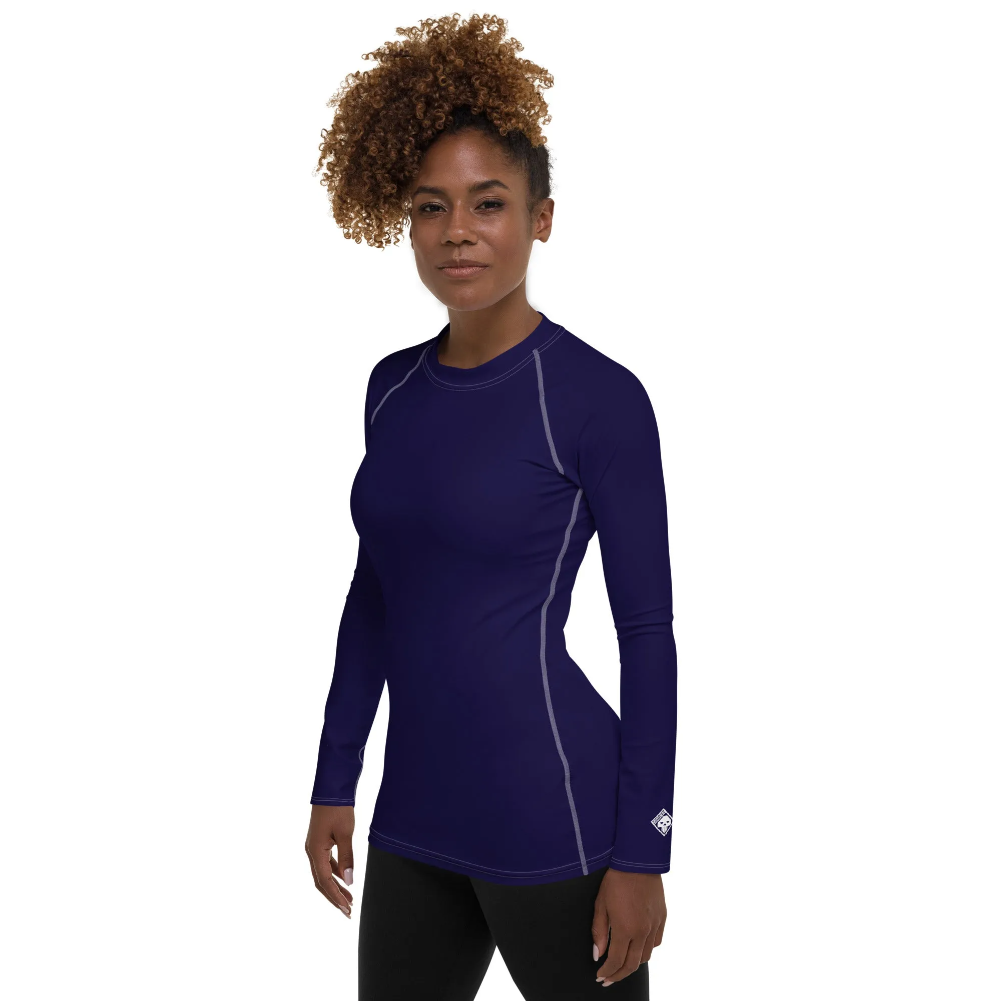 Timeless Style: Solid Color Rash Guard for Women - Midnight Blue