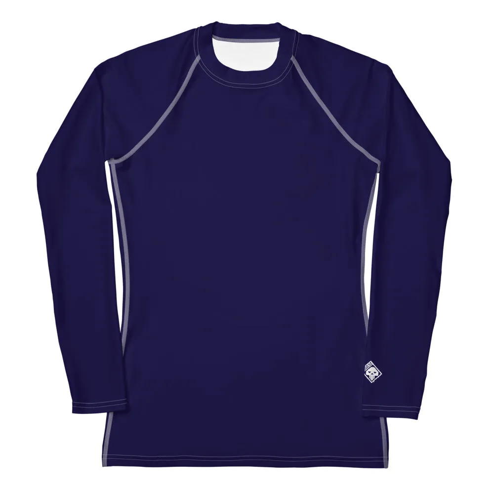 Timeless Style: Solid Color Rash Guard for Women - Midnight Blue