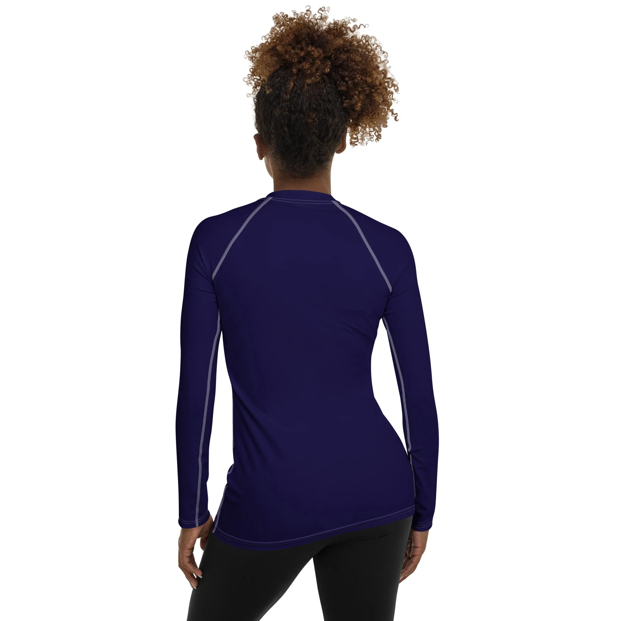 Timeless Style: Solid Color Rash Guard for Women - Midnight Blue