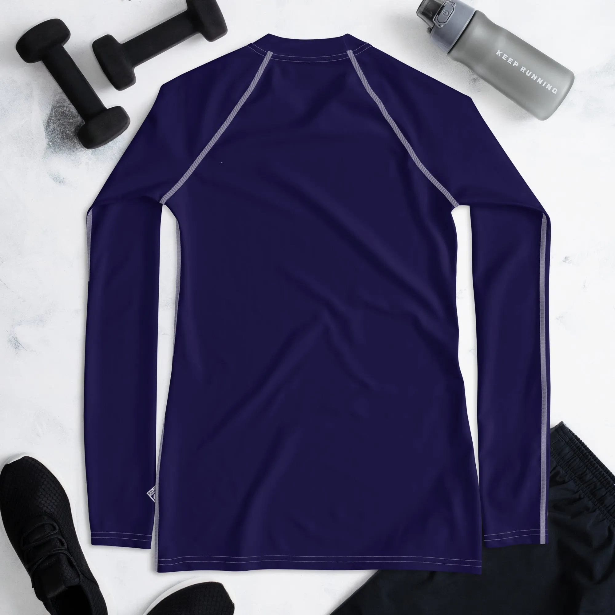 Timeless Style: Solid Color Rash Guard for Women - Midnight Blue