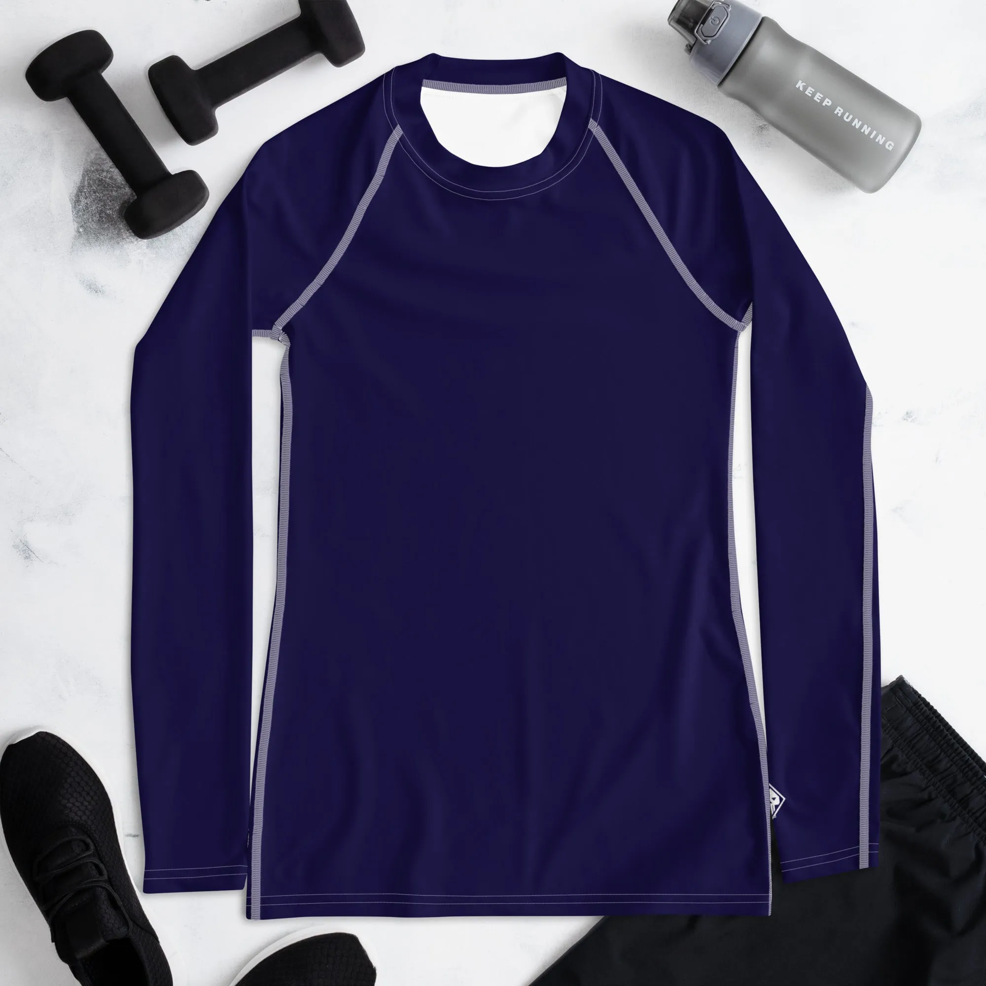 Timeless Style: Solid Color Rash Guard for Women - Midnight Blue