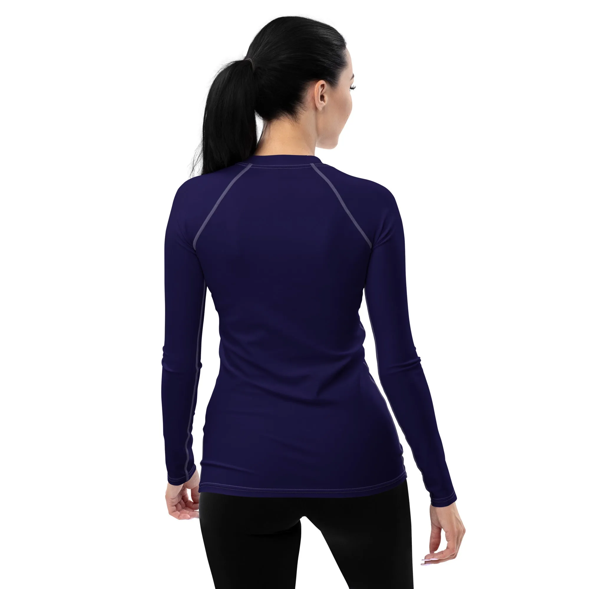 Timeless Style: Solid Color Rash Guard for Women - Midnight Blue