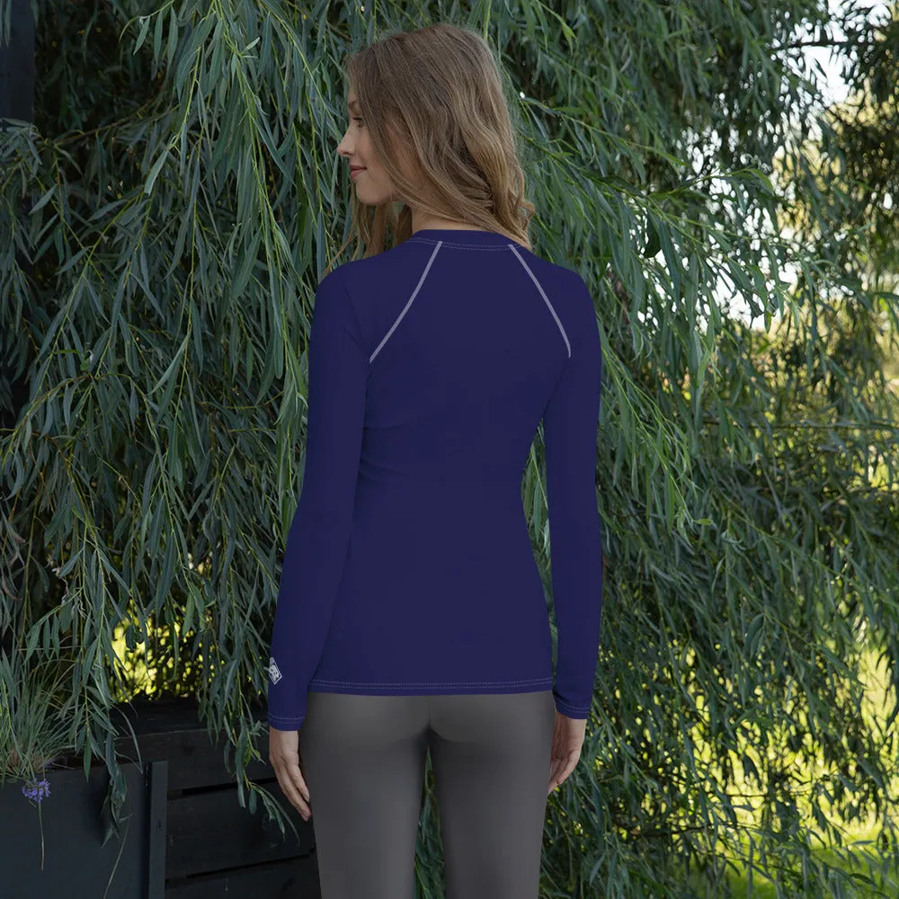 Timeless Style: Solid Color Rash Guard for Women - Midnight Blue