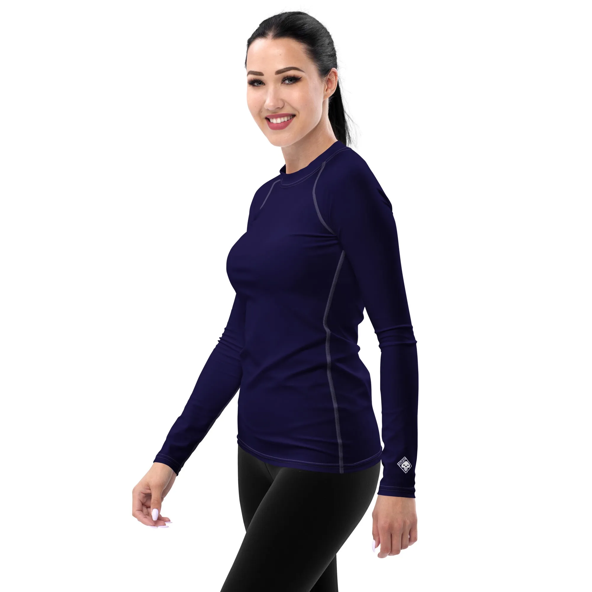 Timeless Style: Solid Color Rash Guard for Women - Midnight Blue