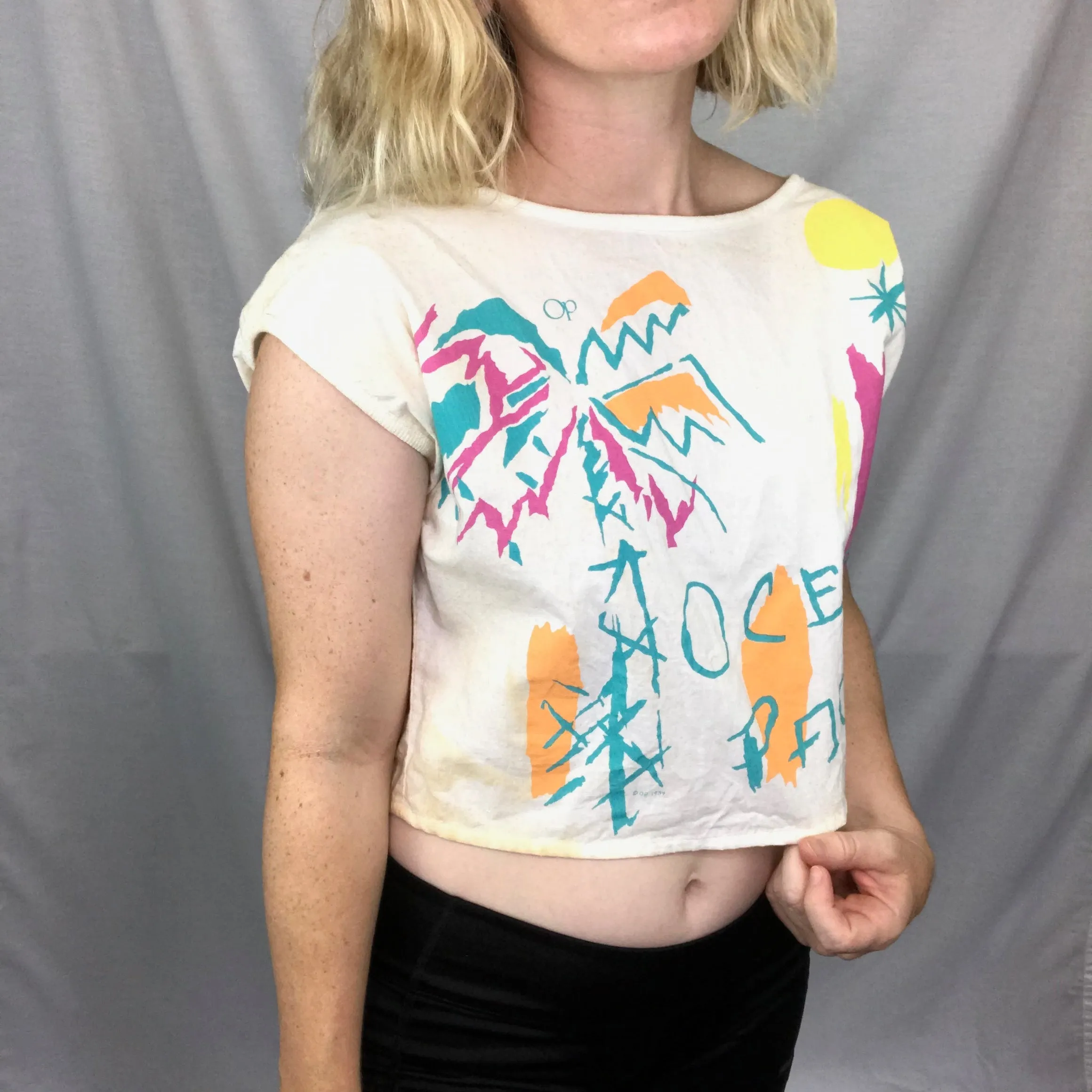 Vintage 1984 Ocean Pacific OP 1980s Surf Beach Skater Punk Crop Top T Shirt M