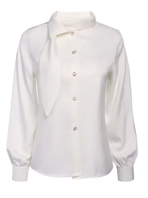 White 1950s Solid Basic Blouse