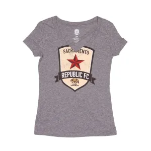 Women's Distressed Crest Tee Gray Heather