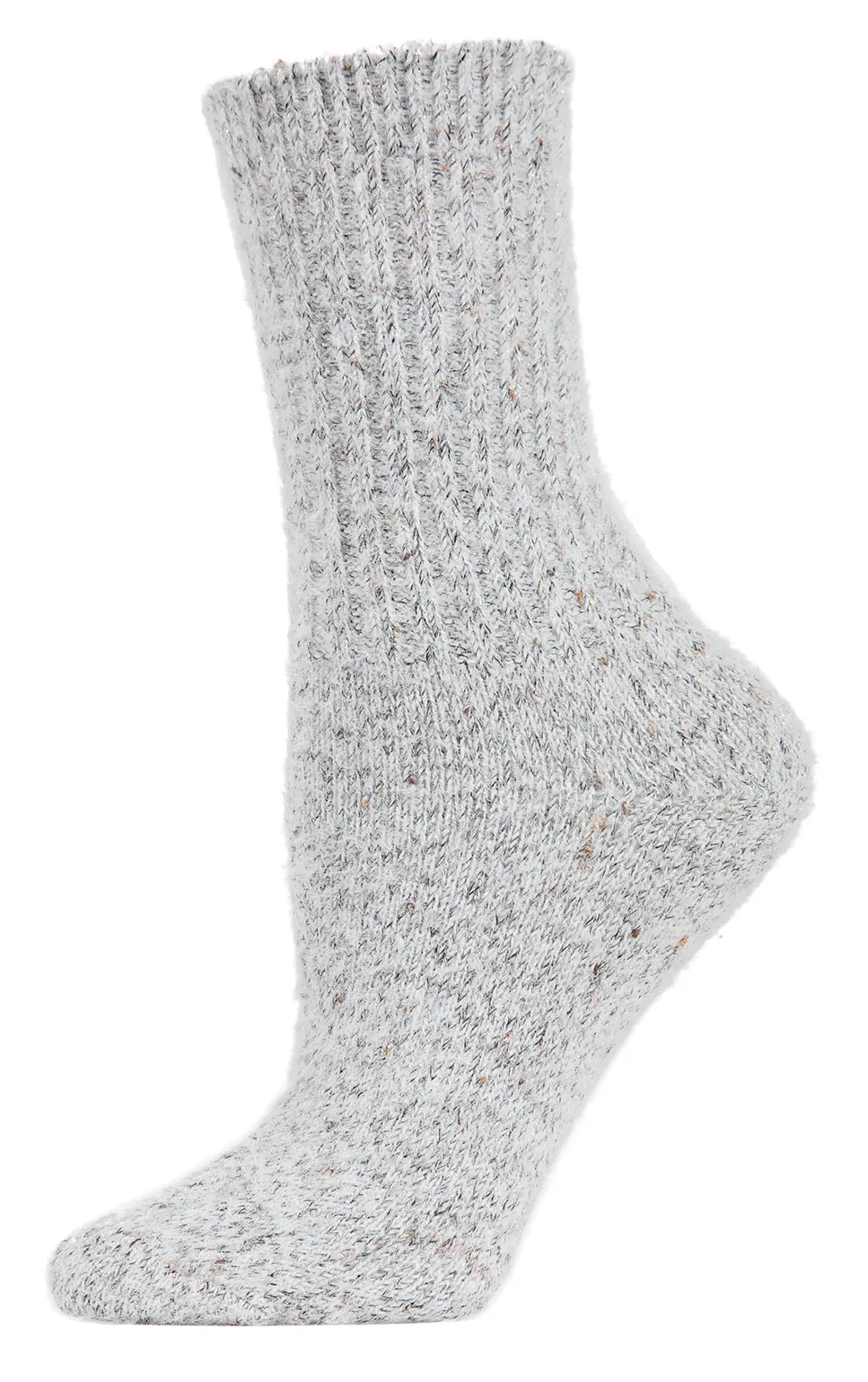 Women's Pretty Plush Glitter Crew Socks -Light Grey