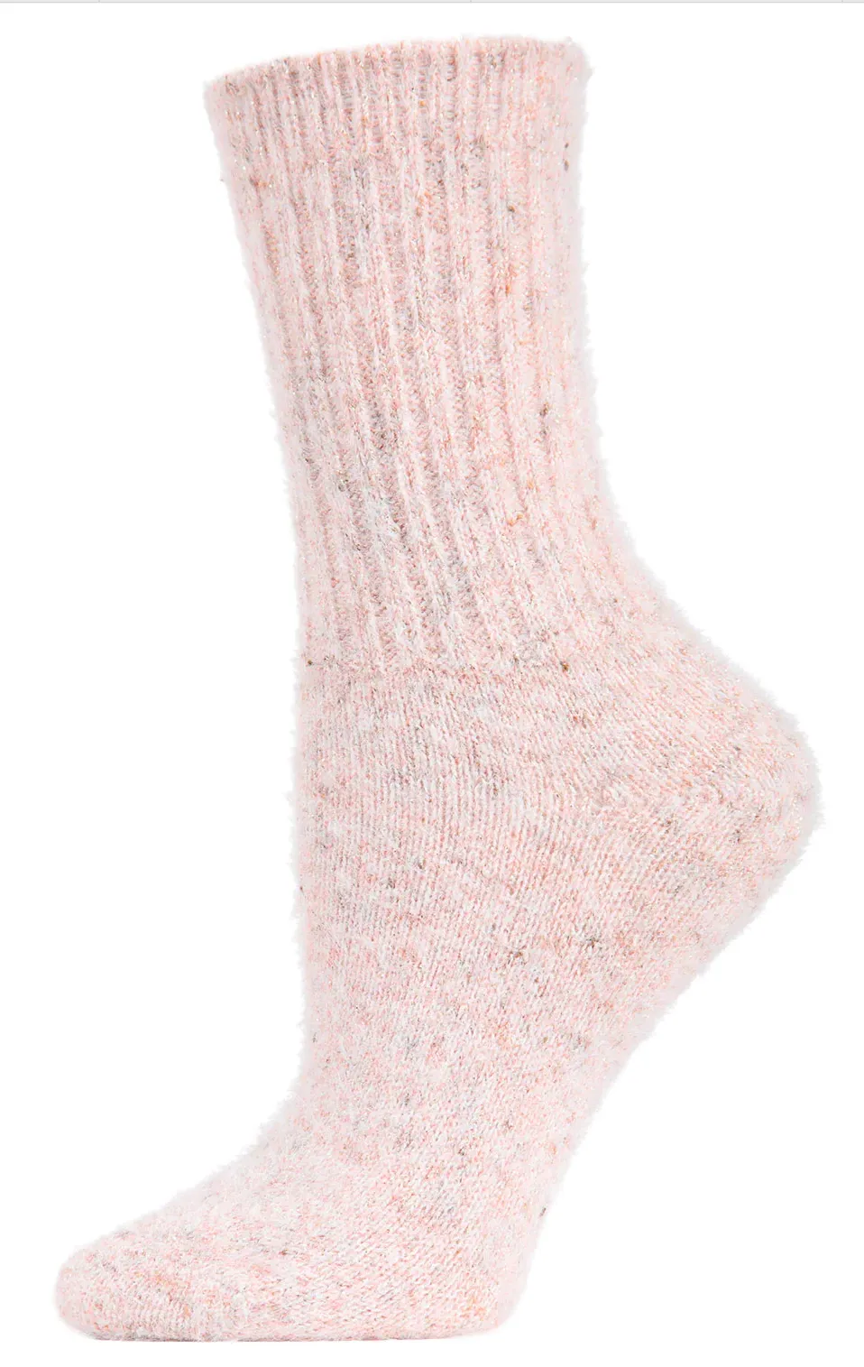 Women's Pretty Plush Glitter Crew Socks -Pink